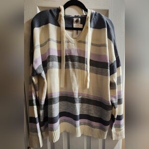 Super cute ivory, gray & purple hoody, size 2x